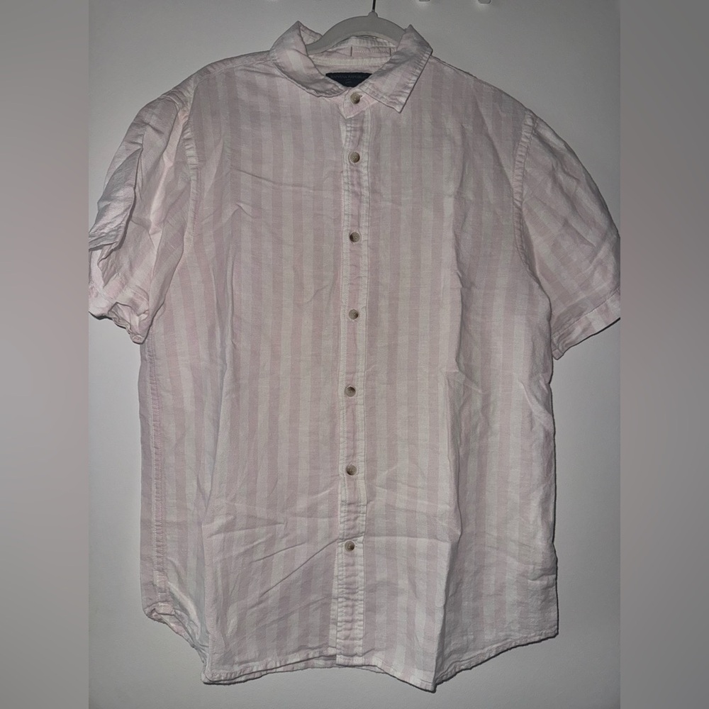 Men's Pink Striped Linen Button Down Shirt - Banana Republic